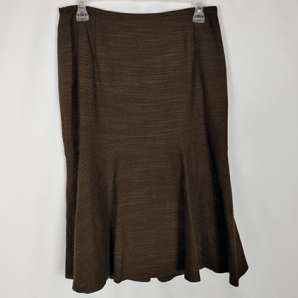 Lafayette 148 Brown Midi Skirt Flare Women's Size